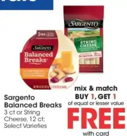 Kroger Sargento Balanced Breaks offer