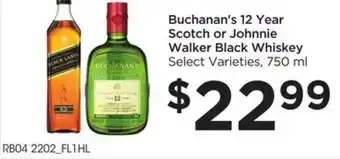 Food 4 Less Buchanan's 12 Year Scotch Or Johnnie Walker Black Whiskey offer