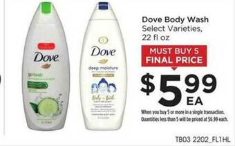 Food 4 Less Dove Body Wash offer