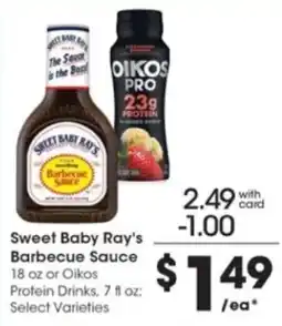 Pick'n Save Sweet Baby Ray's Barbecue Sauce or Oikos Protein Drinks offer