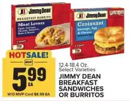 Food Lion Jimmy Dean breakfast sandwiches or burritos offer