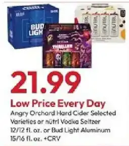 Stater Bros Angry Orchard Hard Cider Selected Varieties or nütrl Vodka Seltzer or Bud Light Aluminum offer