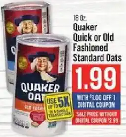 IGA Quaker quick or old fashioned standard oats offer