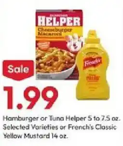 Stater Bros Hamburger or Tuna Helper offer