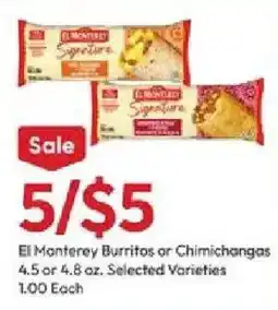 Stater Bros El Monterey burritos or chimichangas offer