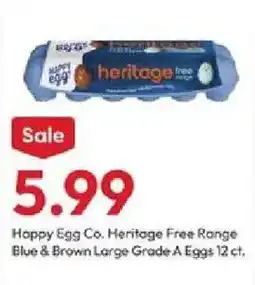 Stater Bros Happy Egg Co. Heritage Free Range Blue & Brown Large Grade A Eggs offer