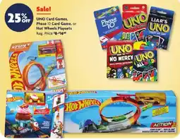 Family Dollar Uno Card Games, Phase 10 Card Game, or Hot Wheels Playsets offer