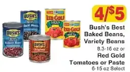 Piggly Wiggly Bush's Best Baked Beans, Variety Beans or Red Gold Tomatoes or Paste offer