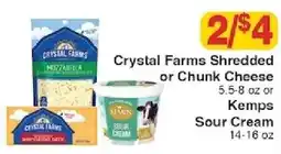 Piggly Wiggly Crystal Farms Shredded or Chunk Cheese or Kemps Sour Cream offer