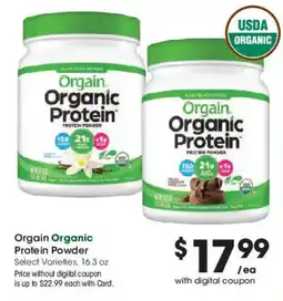 Mariano's Orgain Organic Protein Powder offer