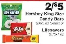 Piggly Wiggly Hershey King Size Candy Bars or Lifesavers offer