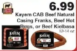 Piggly Wiggly Kayem CAB Beef Natural Casing Franks, Beef Hot Dogs, or Beef Kielbasa offer