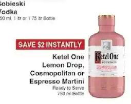 Piggly Wiggly Ketel One Lemon Drop, Cosmopolitan or Espresso Martini offer