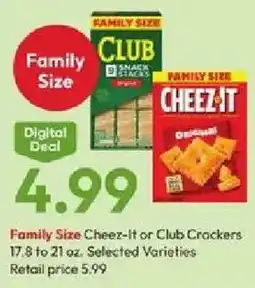 Stater Bros Family Size Cheez-It or Club Crackers offer