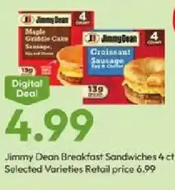 Stater Bros Jimmy Dean Breakfast Sandwiches offer