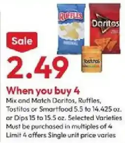 Stater Bros Mix and Match Doritos, Ruffles, Tostitos or Smartfood offer