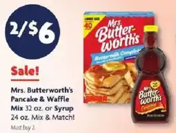 Family Dollar Mrs. Butterworth's Pancake & Waffle Mix or Syrup offer