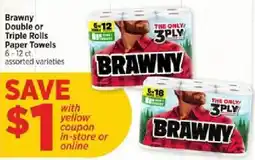 H-E-B Brawny double or triple rolls paper towels offer