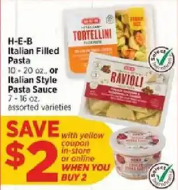 H-E-B H-E-B Italian Filled Pasta or Italian Style Pasta Sauce offer