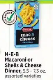 H-E-B H-E-B macaroni or shells & cheese dinner offer