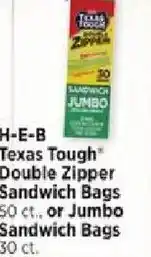 H-E-B Texas Tough Double Zipper Sandwich Bags offer