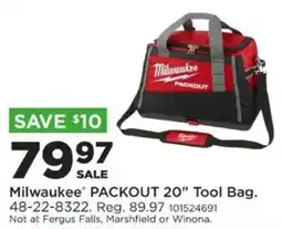 Mills Fleet Farm Milwaukee packout 20" tool bag offer
