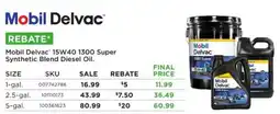 Mills Fleet Farm Mobil Delvac 15W40 1300 Super Synthetic Blend Diesel Oil offer