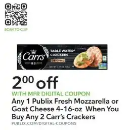 Publix Any 1 Publix Fresh Mozzarella or Goat Cheese offer