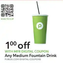 Publix Publix any medium fountain drink offer
