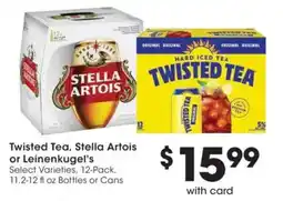 Dillons Twisted Tea, Stella Artois or Leinenkugel's offer