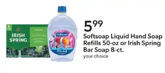 Softsoap Liquid Hand Soap Refills or Irish Spring Bar Soap