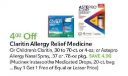 Publix Claritin Allergy Relief Medicine offer