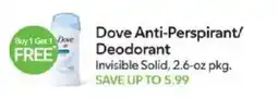 Publix Dove Anti-Perspirant/Deodorant offer