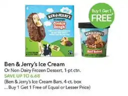 Publix Ben & Jerry's Ice Cream Or Non-Dairy Frozen Dessert offer