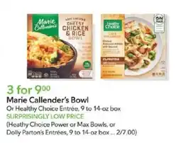Publix Marie Callender's Bowl Or Healthy Choice Entrée offer