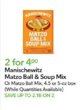 Publix Manischewitz Matzo Ball & Soup Mix offer