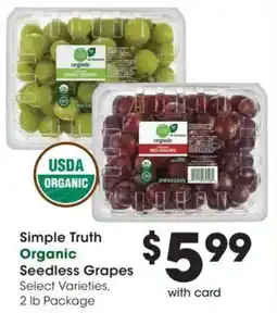 Dillons Simple Truth Organic Seedless Grapes offer