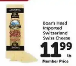 Safeway Boar's Head imported swiss cheese offer