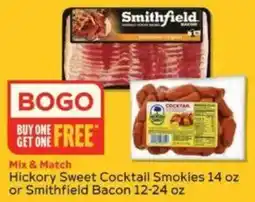 Winn Dixie Hickory Sweet Cocktail Smokies or Smithfield Bacon offer