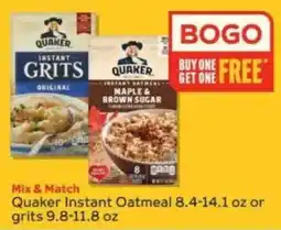 Winn Dixie Quaker Instant Oatmeal or grits offer