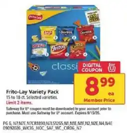 Safeway Frito-Lay Variety Pack offer