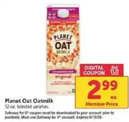Safeway Planet Oat Oatmilk offer