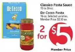 Safeway Classico Pasta Sauce offer