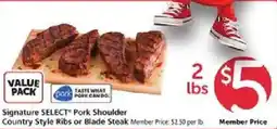 Safeway Signature SELECT Pork Shoulder Country Style Ribs or Blade Steak offer