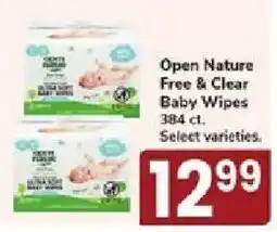 Jewel-Osco Open Nature Free & Clear Baby Wipes offer
