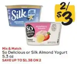 Winn Dixie So Delicious or Silk Almond Yogurt offer