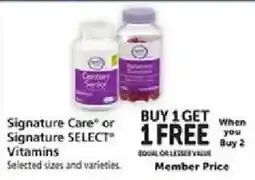Safeway Signature Care or Signature SELECT Vitamins offer