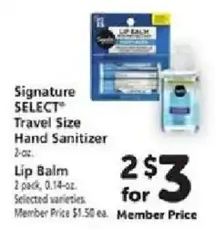 Safeway Signature Select Travel Size Hand Sanitizer offer