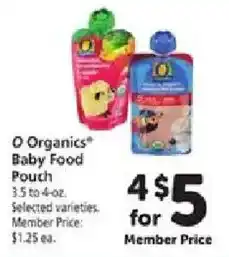 Safeway O Organics Baby Food Pouch offer