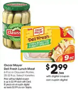 Smith's Oscar Mayer Deli Fresh Lunch Meat offer